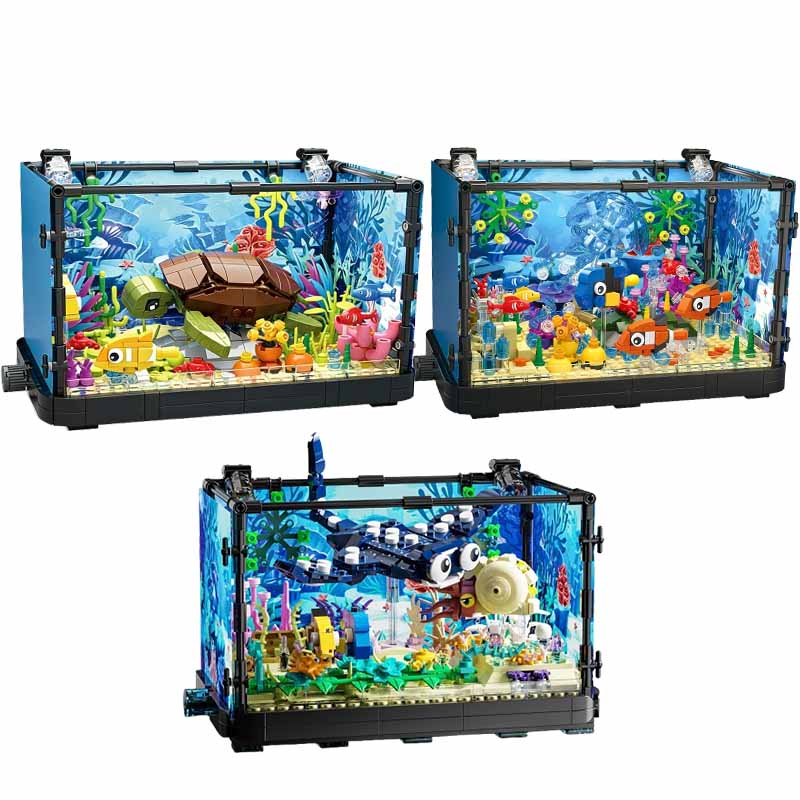 Fish Aquarium Home - مجموعة مكعبات بناء حوض السمك مع